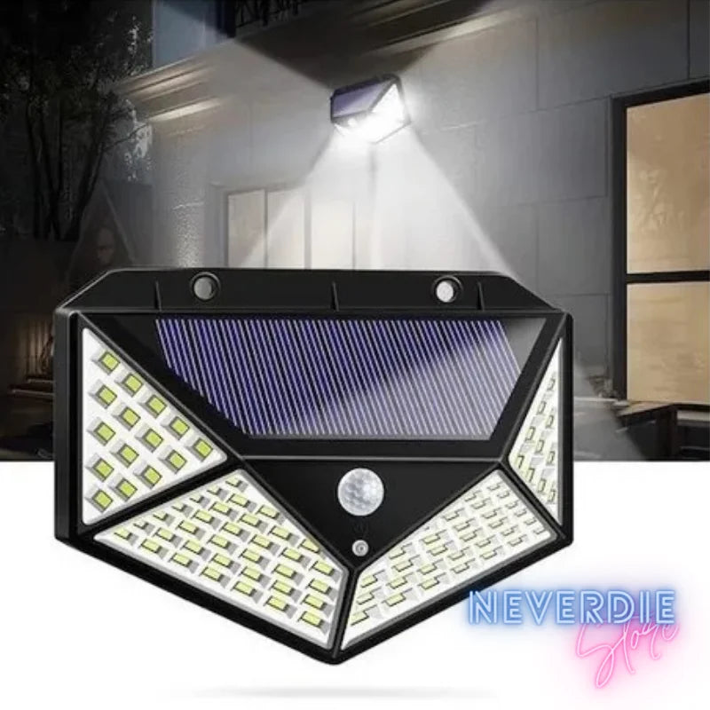 Luminária/Luz/Luz de Emergência para Parede C/Placa Solar 100 Led Sensor Presença Com 3 Funções-ENVIO IMEDIATO P/TODO BRASIL