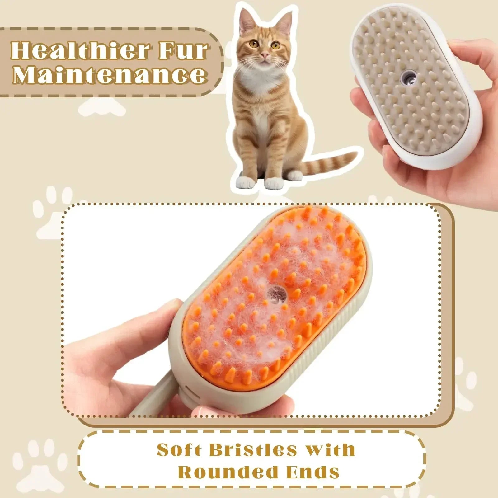 1 a 2 peças de escova a vapor para animais de estimação 3 em 1, escova massageadora para cães, spray de beleza, remoção de pelos emaranhados e soltos, pente para tosa de gatos e cães