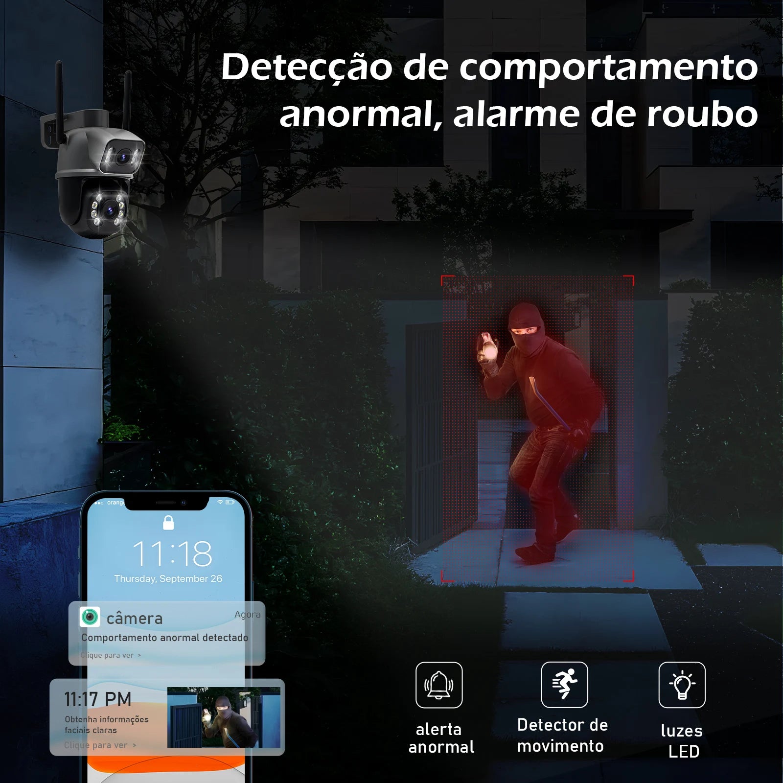 Icsee Black Wifi Câmera de Vigilância Câmera de Segurança Monitor 4K Ultra Hd Câmera de Segurança Wifi À Prova D'Água Eug