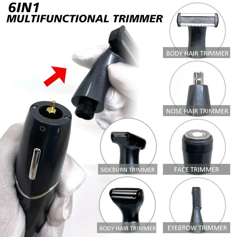 Depilador elétrico feminino 6 em 1, para corpo e rosto, multifuncional, para homens e mulheres, para áreas íntimas, aparador de precisão para rosto e barba